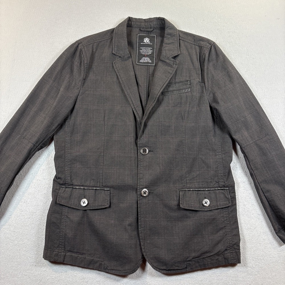 Rock and Republic R&R Charcoal Gray Window Pane Blazer Mens Large Suit Jacket